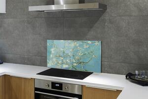 Sklenený obklad do kuchyne Art mandľové kvety 100x50 cm