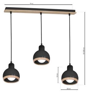 Luster na lanku OVAL 3xE27/60W/230V čierna