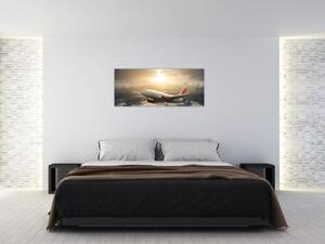 Obraz - Lietadlo v oblakoch (120x50 cm)