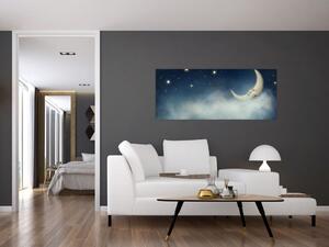 Obraz - Mesiac s hviezdami (120x50 cm)