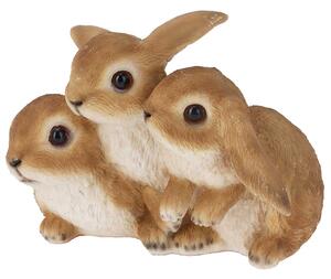 ProGarden Záhradná figúrka z polyresinu Rabbits Trio, 11x17 cm, hnedá