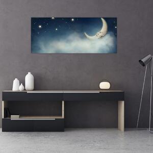 Obraz - Mesiac s hviezdami (120x50 cm)