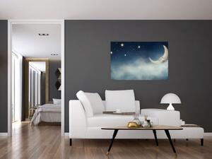 Obraz - Mesiac s hviezdami (90x60 cm)