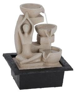 ProGarden Záhradná fontána s osvetlením Yogi3, 21,5x18x28,5 cm, polistone, béžová