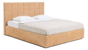 Čalúnená dvojlôžková posteľ s úložným priestorom s roštom 160x200 cm v horčicovej farbe Thessa Bold Line – Selection