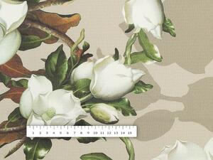 Biante Telfónový obdĺžnikový obrus TF-063 Kvety gardénie na hnedobéžovom 50x100 cm