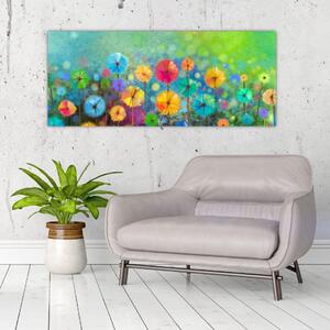 Obraz - Abstraktné kvety (120x50 cm)