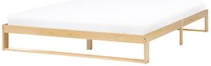 Posteľ svetlohnedá borovicové drevo 180 x 200 cm s lamelovým roštom bez čela minimalistický štýl spálňa