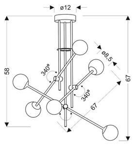 Luster na tyči PAKSOS 6xG9/5W/230V čierna