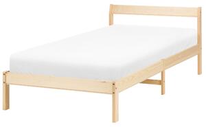 Posteľ svetlohnedá borovicové drevo 90 x 200 cm s čelom a lamelovým roštom minimalistický štýl spálňa
