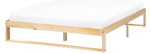 Posteľ svetlohnedá borovicové drevo 140 x 200 cm s lamelovým roštom bez čela minimalistický štýl spálňa
