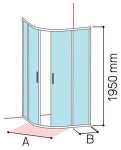 Glass 1989 Isy - Sprchový kút rohový vstup s posuvnými dverami alebo kompatibilný s bočnou stenou, veľkosť 80 cm, profily chrómové, číre…