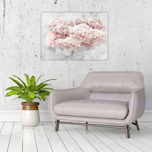 Obraz - Ružové kvety na stene (70x50 cm)