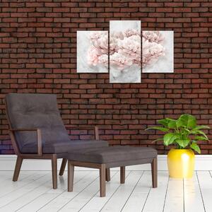 Obraz - Ružové kvety na stene (90x60 cm)