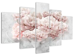 Obraz - Ružové kvety na stene (150x105 cm)