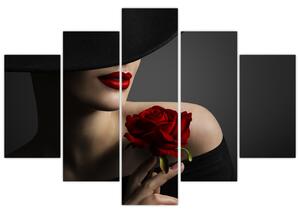 Obraz - Žena s ružou (150x105 cm)