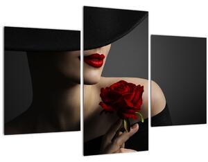 Obraz - Žena s ružou (90x60 cm)