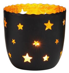 DELIGHT Svietnik na čajovú sviečku hviezdy veľký - čierna/zlatá