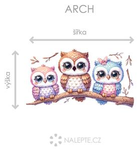 Nalepte.cz Vetva so sovami textilní prelepiteľná nálepka na stenu arch 47 x 25 cm