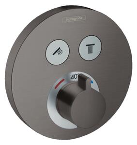 Hansgrohe Shower Select, termostatická batéria pod omietku na 2 spotrebiče, kefovaný čierny chrómová, 15743340