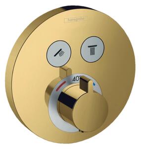 Hansgrohe Shower Select, termostatická batéria pod omietku na 2 spotrebiče, leštený vzhľad zlata 15743990