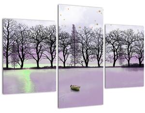 Obraz - Pramice na jazere (90x60 cm)