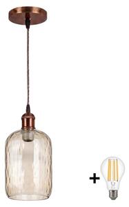 Brilagi - LED luster na lane R GLASS 1xE27/60W/230V priemer 14 cm medená/dymovo-hnedá