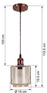 Brilagi - LED luster na lanku R GLASS 1xE27/60W/230V pr. 14 cm medený/dymovo-béžový