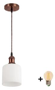 Brilagi - LED luster na lanku RETRO GLASS 1xE27/60W/230V priemer 13 cm medená/biela