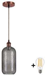 Brilagi - LED luster na lanku RETRO GLASS 1xE27/60W/230V priemer 14 cm meď/dymovo-šedá