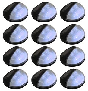 Vonkajšie solárne nástenné LED svietidlá 12 ks okrúhle čierne