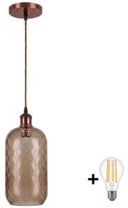 Brilagi - LED luster na lanku R GLASS 1xE27/60W/230V priemer 14 cm medený/dymovo-hnedý