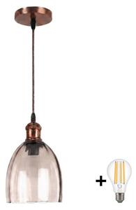 Brilagi - LED luster na lankách R GLASS 1xE27/60W/230V pr. 17 cm medená/dymovo-béžová