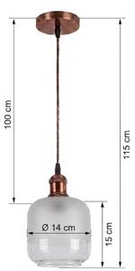 Brilagi - LED luster na lanku RETRO GLASS 1xE27/60W/230V priemer 14 cm medená/biela