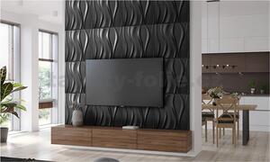 Obkladové panely 3D PVC WAVE čierny D143B, cena za kus, rozmer 500 x 500 mm, , IMPOL TRADE