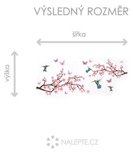Nalepte.cz Motýle kolibríky a kvety textilní prelepiteľné nálepky na stenu arch 70 x 28 cm