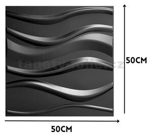 Obkladové panely 3D PVC WAVE čierny D143B, cena za kus, rozmer 500 x 500 mm, , IMPOL TRADE