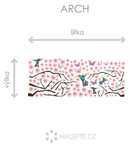 Nalepte.cz Motýle kolibríky a kvety textilní prelepiteľné nálepky na stenu arch 70 x 28 cm