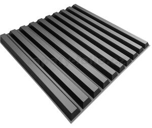 Obkladové panely 3D PVC SLATS čierny D167B, cena za kus, rozmer 500 x 500 mm, , IMPOL TRADE