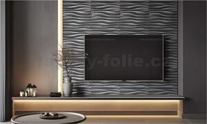 Obkladové panely 3D PVC D105S WELLE strieborné, cena za kus, rozmer 500 x 500 mm, , IMPOL TRADE