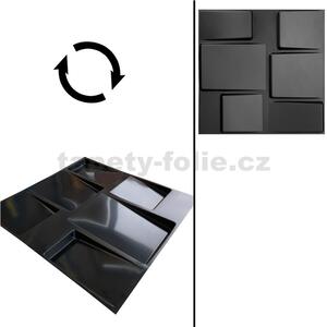 Obkladové panely 3D PVC TETRIS čierny D098B, cena za kus, rozmer 500 x 500 mm, , IMPOL TRADE