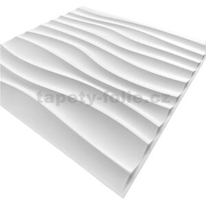 Obkladové panely 3D PVC D105W WELLE biele, cena za kus, rozmer 500 x 500 mm, , IMPOL TRADE