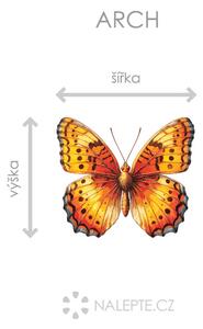 Nalepte.cz Oranžový motýľ textilní prelepiteľná nálepka na stenu arch 20 x 17 cm