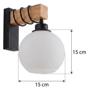 Brilagi - Nástenné svietidlo WOOD GLASS 1xE27/60W/230V borovica/čierna/biela