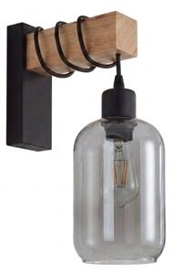 Brilagi - Nástenné svietidlo WOOD GLASS 1xE27/60W/230V borovica/čierna/dymová sivá