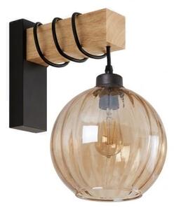 Brilagi - Nástenné svietidlo WOOD GLASS 1xE27/60W/230V borovica/čierna/dymovo-hnedá