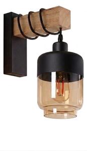 Brilagi - Nástenné svietidlo WOOD GLASS 1xE27/60W/230V borovica/čierna/dymovo-hnedá