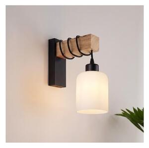 Brilagi - Nástenné svietidlo WOOD GLASS 1xE27/60W/230V borovica/čierna/biela