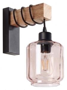 Brilagi - Nástenné svietidlo WOOD GLASS 1xE27/60W/230V borovica/čierna/dymovo-béžová