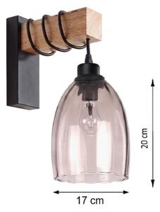 Brilagi - Nástenné svietidlo WOOD GLASS 1xE27/60W/230V borovica/čierna/dymová béžová